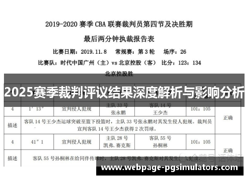 2025赛季裁判评议结果深度解析与影响分析
