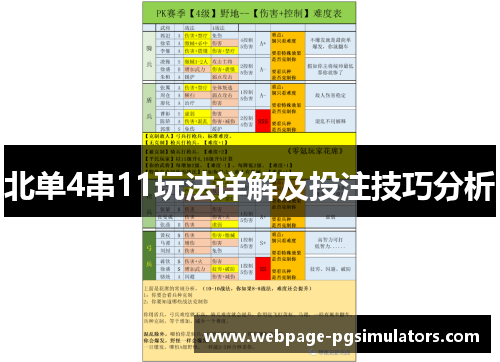 北单4串11玩法详解及投注技巧分析