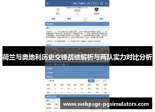 荷兰与奥地利历史交锋战绩解析与两队实力对比分析