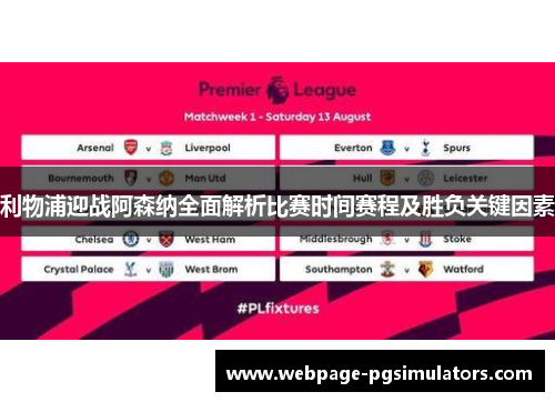 利物浦迎战阿森纳全面解析比赛时间赛程及胜负关键因素