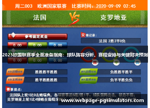 2023欧国联赛季全面准备指南：球队阵容分析、赛程安排与关键对决预测